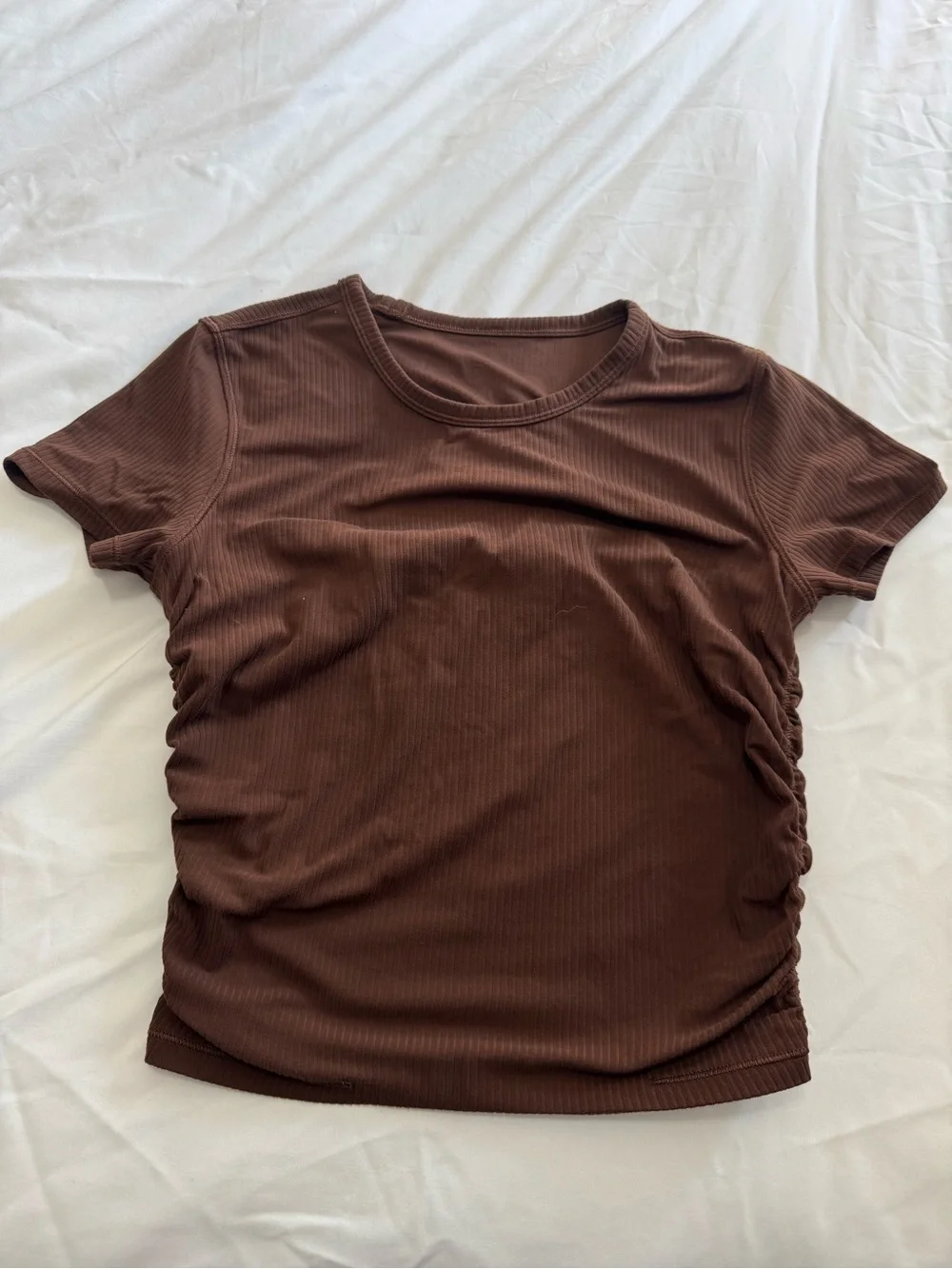 lululemon athletica Brown Ribbed Short Sleeve Tee